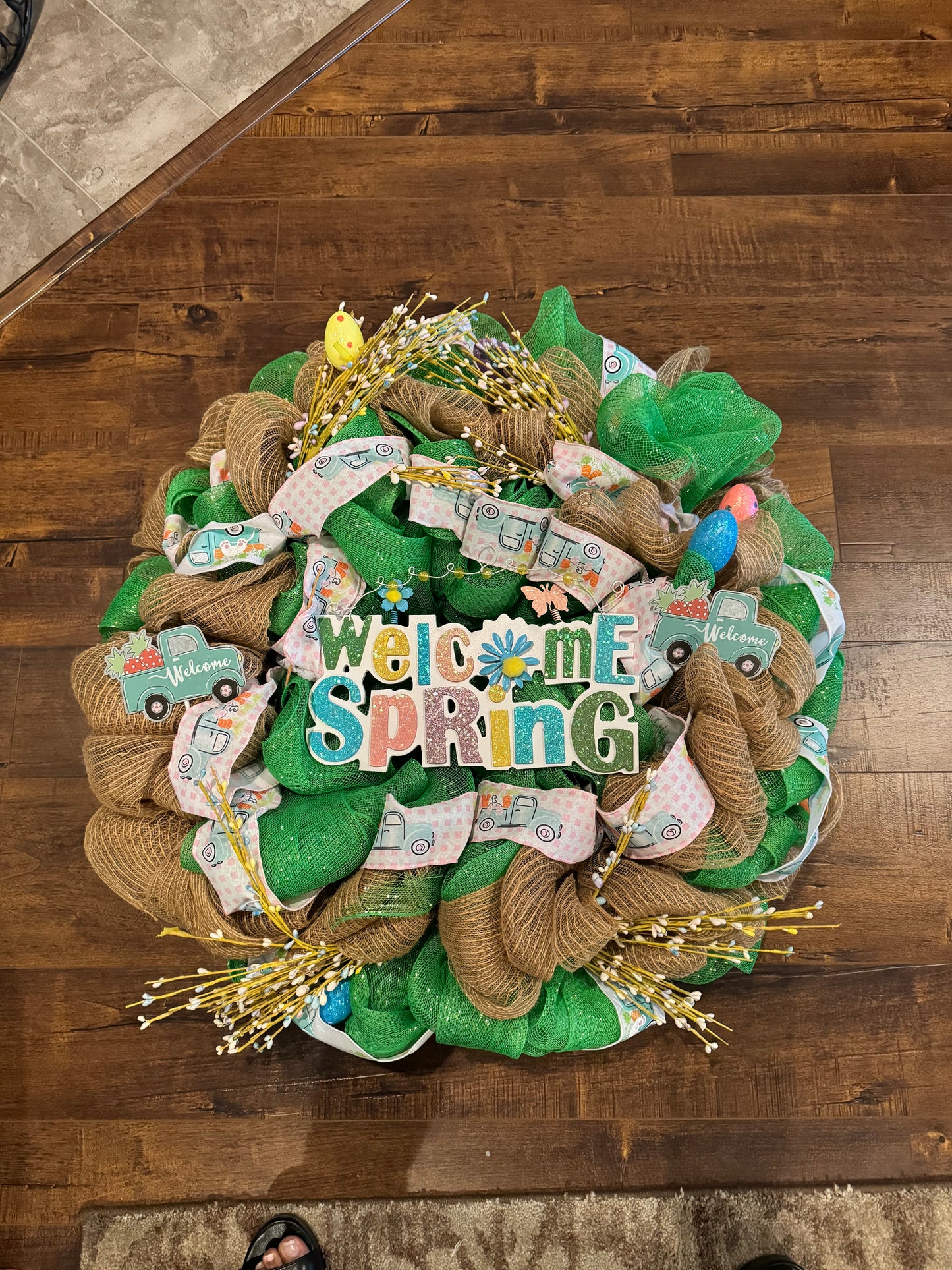 Welcome Spring Mesh Wreath