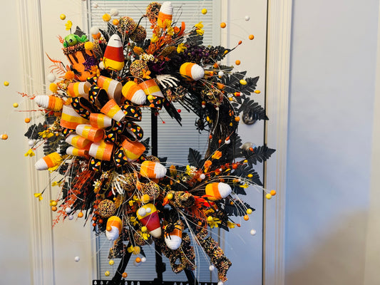 Candy Corn Explosion Halloween Wreath